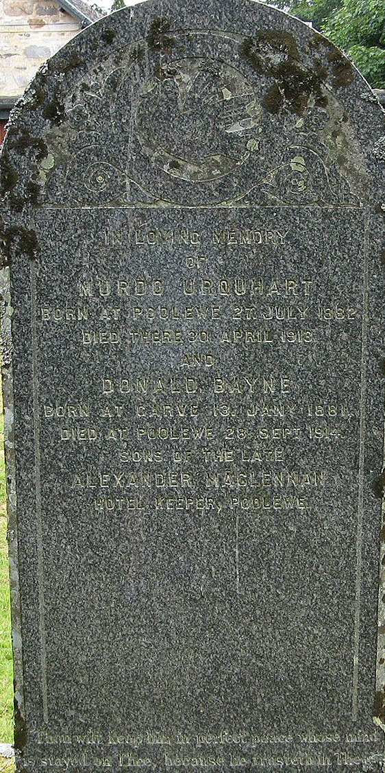 Photo of headstones/Murdo Urquhart McLennan died 1913 MI Garve Old cemetery